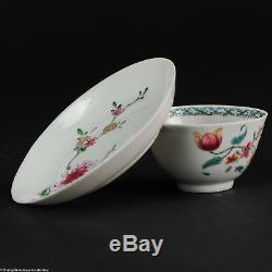 Antique 18C Yongzheng Chinese Porcelain Famille Rose Bowl Cup Saucer Tea Drin