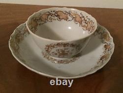 Antique 18th c. Chinese Export Porcelain Tea Cup & Saucer Bowl Sepia 1780