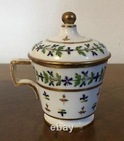 Antique 18th c. French Paris Porcelain Sprig Cornflower Pot de Creme Cup 1 Nast
