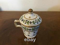 Antique 18th c. French Paris Porcelain Sprig Cornflower Pot de Creme Cup 1 Nast