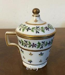Antique 18th century French Paris Porcelain Sprig Cornflower Pot de Creme Cup 2