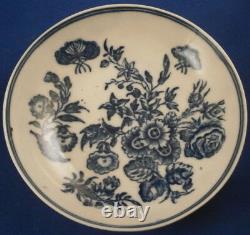 Antique 18thC Caughley Porcelain Three Flowers Cup & Saucer Porzellan Tasse