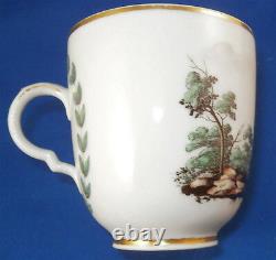 Antique 18thC Doccia Porcelain Bird Scene Scenic Cup & Saucer Porzellan Tasse
