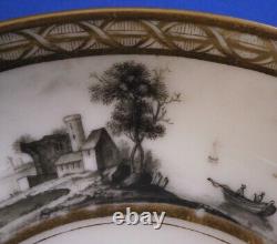 Antique 18thC French Scenic Cup & Saucer Porcelain Porzellan Tasse Valenciennes