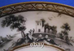 Antique 18thC French Scenic Cup & Saucer Porcelain Porzellan Tasse Valenciennes