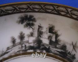 Antique 18thC French Scenic Cup & Saucer Porcelain Porzellan Tasse Valenciennes