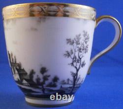 Antique 18thC French Scenic Cup & Saucer Porcelain Porzellan Tasse Valenciennes