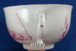 Antique 18thC Hoechst Porcelain Puce Scenic Cup & Saucer Scene Porzellan Tasse