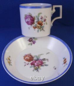 Antique 18thC KPM Berlin Porcelain Floral Cup & Saucer Porzellan Tasse As Is