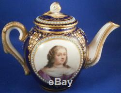 Antique 18thC Sevres Jewelled Porcelain Portrait Teapot Porzellan Kanne Tea Pot