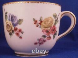 Antique 18thC Sevres Porcelain Floral Softpaste Cup & Saucer Porzellan Tasse