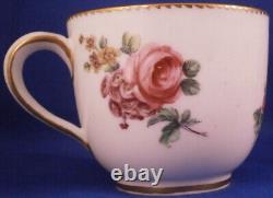 Antique 18thC Sevres Porcelain Floral Softpaste Cup & Saucer Porzellan Tasse