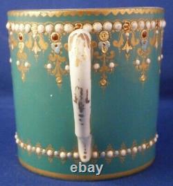 Antique 18thC Sevres Porcelain Jewelled Cup & Saucer Porzellan Tasse Jewels