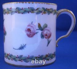 Antique 18thC Sevres Porcelain Roses Softpaste Cup & Saucer Porzellan Tasse