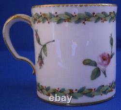 Antique 18thC Sevres Porcelain Roses Softpaste Cup & Saucer Porzellan Tasse
