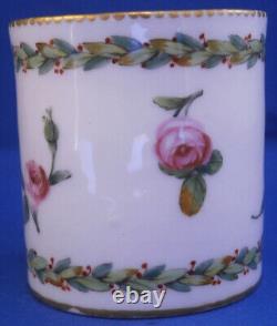 Antique 18thC Sevres Porcelain Roses Softpaste Cup & Saucer Porzellan Tasse