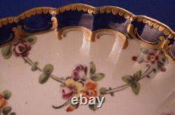 Antique 18thC Worcester Porcelain Floral Garland Cup & Saucer Porzellan Tasse