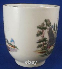 Antique 18thC Worcester Porcelain Polychrome Ruin Scene Cup & Saucer Porzellan