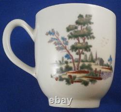 Antique 18thC Worcester Porcelain Polychrome Ruin Scene Cup & Saucer Porzellan