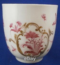 Antique 18thC Worcester Porcelain Puce Gold Design Cup & Saucer Porzellan Tasse