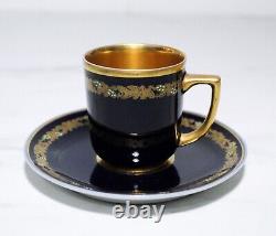 Antique 19th C Germany Hand Painted Jeweled Gilt Porcelain Cup & Saucer
