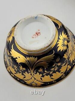 Antique 19th C Royal Crown Derby Porcelain 24k Gold Teacup And Saucer. Vg Cond