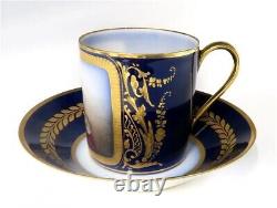 Antique 19th C. Sevres Portrait Cup & Saucer. French Porcelain. W 5.1 x H 3