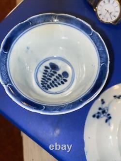 Antique 19th Century Excellent Condition Matching Chinese Tea Cup & Saucer Blue