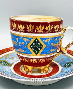 Antique 19th Century Porcelain Gilded Tea Coffee Cup And Saucer Made In Germany