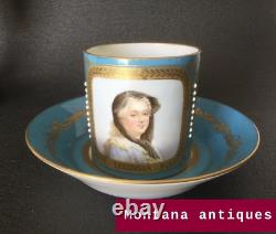 Antique 19th France Rare Original Leczinska Porcelain Cup & Saucer marked