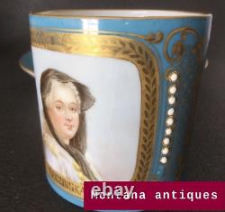 Antique 19th France Rare Original Leczinska Porcelain Cup & Saucer marked