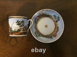Antique 19th c. Empire Old Paris Porcelain Tea Cup & Saucer French Coffee Can 3