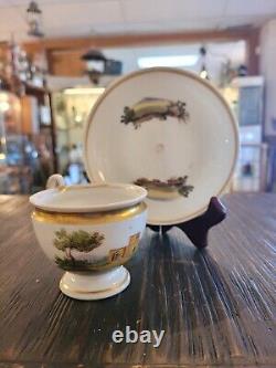 Antique 19th c. French Empire Porcelain Tea Cup & Saucer