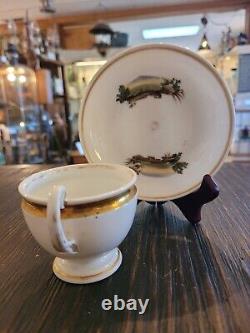 Antique 19th c. French Empire Porcelain Tea Cup & Saucer