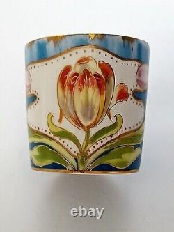 Antique 19thC Art Nouveau Nymphenburg Porcelain Cup & Saucer Floral Design