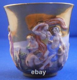 Antique 19thC Doccia Ginori Gilded Scenic Porcelain Cup & Saucer Porzellan Tasse