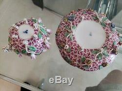 Antique 19thC Meissen Porcelain Applied 3D Flowers Cup & Saucer Porzellan Tasse