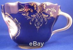 Antique 19thC Meissen Porcelain Cobalt & Floral Breakfast Cup & Saucer Porzellan