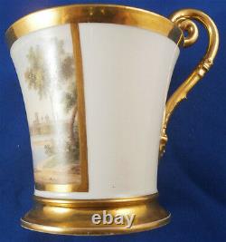 Antique 19thC Nymphenburg Porcelain Munich Scene Cup & Saucer Porzellan Tasse