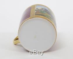 Antique 19thC Porcelain Cabinet Cup & Saucer with 2 Fighting Roosters