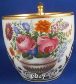 Antique 19thC Schlaggenwald Porcelain Floral Cup & Saucer Porzellan Tasse German