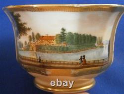 Antique 19thC Thuringia Porcelain Scenic Cup & Saucer Porzellan Tasse German