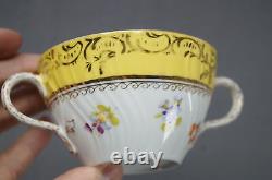 Antique Ahrenfeldt RL Dresden Hand Painted Floral Yellow & Gold Bouillon Cup