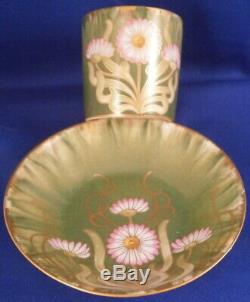 Antique Art Nouveau 19thC Nymphenburg Porcelain Cup & Saucer Porzellan Tasse