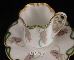 Antique Art Nouveau Porcelain Coffee Cup & Saucer Enameled Ernst Wahliss