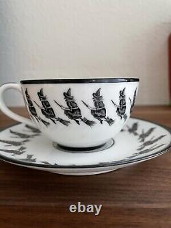 Antique Austria Petersyn Black Witch Fortune Telling Porcelain Tea Cup & Saucer