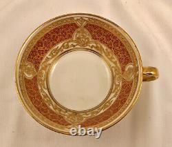 Antique B & C Limoges Tea Cup & Saucer, Elaborate Raised Gold