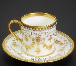 Antique Bing Jr & Co Frankfurt HAND PAINTED JEWELED PORCELAIN Cup and Saucer