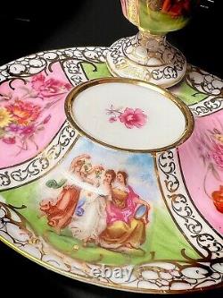 Antique C. G. SCHIERHOLZ & SOHN Victorian Romantic Love Scenes Maidens Cup Saucer