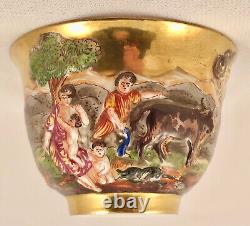 Antique Capodimonte, Ginori, Naples Tea Cup & Saucer, Bacchanal Scenes, 19th C